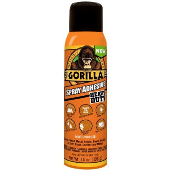 Gorilla 6301502 Spray Adhesive, Clear, 24 hr Curing, 14 oz