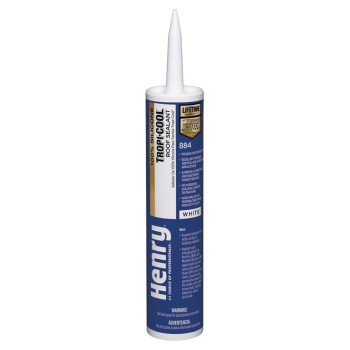 Henry 884 Tropi-Cool HE884004 Silicone Roof Sealant, White, 48 hr Curing, 35 deg F, 10.1 fl-oz Cartridge