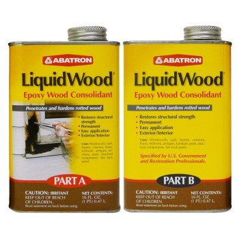 Abatron LW2PKR Wood Filler, Liquid, Faint, Slightly Aromatic Part A, Irritating Ammonia Part B, Clear, 2 pt