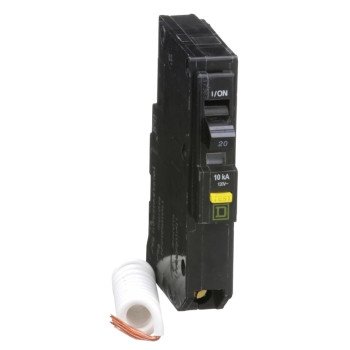 Square D QO QO120GFICP Circuit Breaker, Mini, 20 A, 1 -Pole, 120 V, Fixed Trip, Plug Mounting