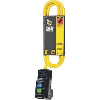 CCI 2879 Extension Cord, 6 ft Cable, 15 A, 125 V, Yellow