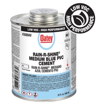 Oatey Rain-R-Shine 308942V Medium-Bodied Fast Set Cement, 32 oz Can, Liquid, Blue