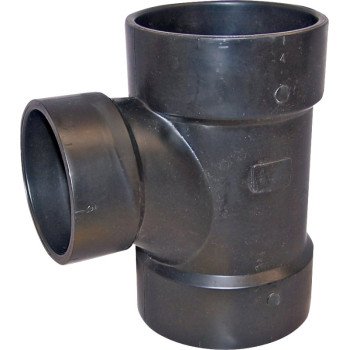 Canplas 102128LBC Reducing Sanitary Pipe Tee, 2 x 1-1/2 x 1-1/2 in, Hub, ABS, Black