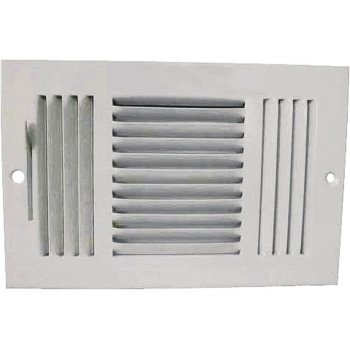 ProSource SW03-10X6 Register, 11-1/2 in L, 7-1/2 in W, 52 degree Air Deflection, 3-Way, Steel, White