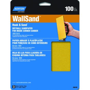 Norton 68103 Corner Sandpaper, 8 in L, 7 in W, P100 Grit, Medium, Aluminum Oxide Abrasive