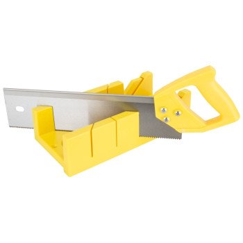 Vulcan JL42402 Miter Box with Saw, 4 in W Cutting, 2.25 in D Cutting, Plastic, Yellow