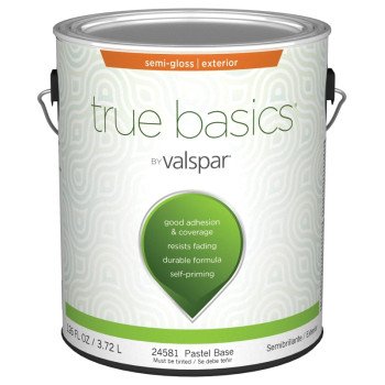 Valspar TRUE Basics 24580 Series 080.0024581.007 Exterior Paint, Semi-Gloss, Pastel Base, 1 gal