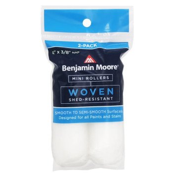 Benjamin Moore U66301-018 Woven Mini Roller Cover, 3/8 in Thick Nap, 4 in L, White, 2/PK