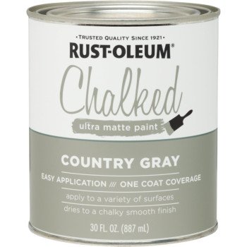 Rust-Oleum 285141 Chalk Paint, Ultra Matte, Country Gray, 30 oz