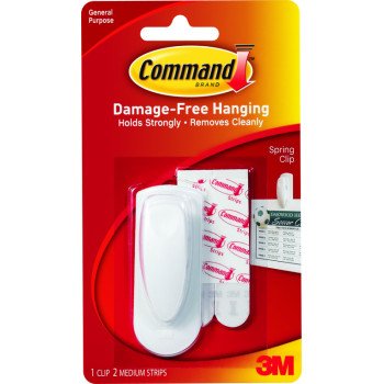 Command 17005 Spring Clip, Plastic, White