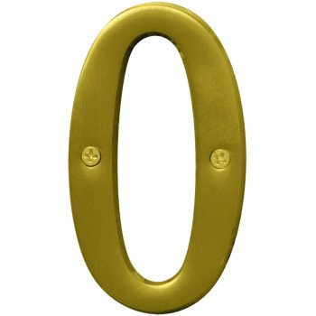 Hy-Ko Prestige Series BR-43BB/0 House Number, Character: 0, 4 in H Character, Brass Character, Brass