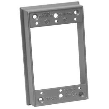 BWF EXR-1V Box Extension, 4-9/16 in L, 2-13/16 in W, 1 -Gang, Metal, Gray