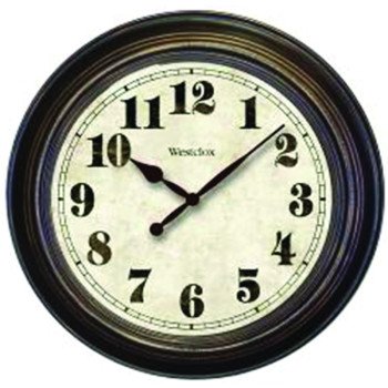 Westclox Classic Series 32213 Clock, 24 in Dia, Round, Brown Frame, Analog