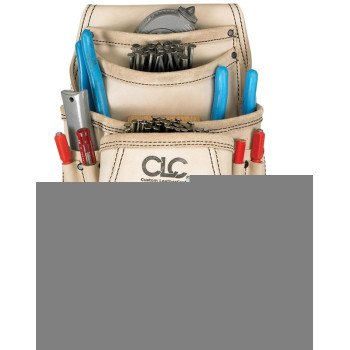 CLC Tool Works Series 179354 Carpenter's Nail/Tool Bag, 20 in W, 20-1/2 in H, 10-Pocket, Leather, White