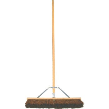 Birdwell 5024-4 Contractor Push Broom, 3 in L Trim, Synthetic Blend Fiber Bristle, Hardwood Handle