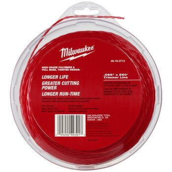 Milwaukee 49-16-2713 Trimmer Line, 0.095 in Dia, 250 ft L, Polymer, Black