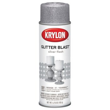 Krylon K03802A00 Craft Spray Paint, Glitter, Silver Flash, 5.75 oz, Can