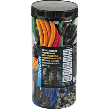 ProSource FH64030 Stretch Cord Set, Polypropylene, Black/Blue/Red/Green/Yellow, Hook End