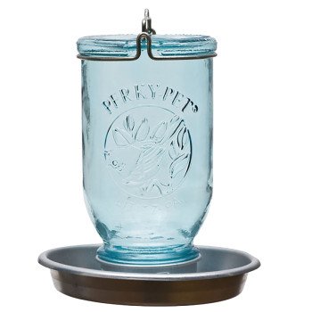 Perky-Pet 783 Wild Bird Waterer, Mason Jar, 32 oz Volume, Glass/Metal, Antique Blue