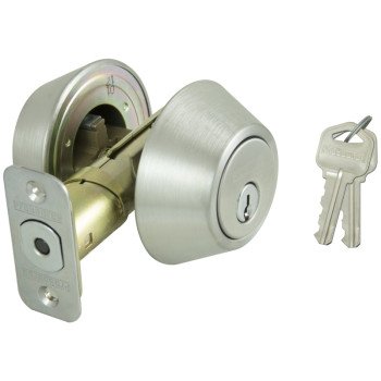 ProSource D262-RU5B Deadbolt, 3 Grade, Stainless Steel, 2-3/8 to 2-3/4 in Backset, KW1 Keyway