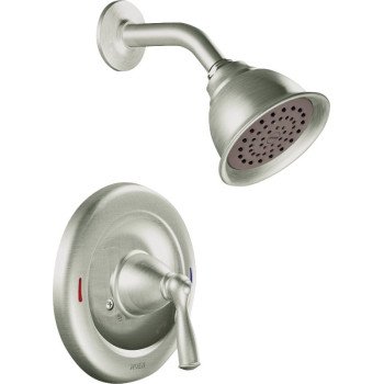 Moen 82912SRN Shower Faucet, 1.75 gpm, 4 in Showerhead, Metal, Brushed Nickel, Lever Handle, 1-Handle