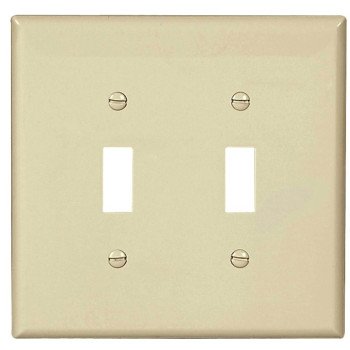 Eaton PJ2LA Switch Wallplate, 4.87 in L, 4.94 in W, 2-Gang, Polycarbonate, Light Almond, High-Gloss