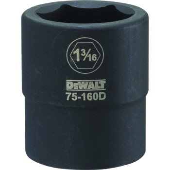 DEWALT DWMT75160OSP Impact Socket, 1-3/16 in Socket, 3/4 in Drive, 6-Point, CR-440 Steel, Black Oxide