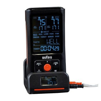 Mr. BAR-B-Q 40144Y Thermometer, 145 ft Control, Digital Display, Stainless Steel Probe Material, Black