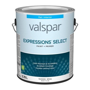 Expressions Select 029.1041000.007 Interior Paint and Primer, Flat, White, 1 gal, 37 sq-m Coverage Area