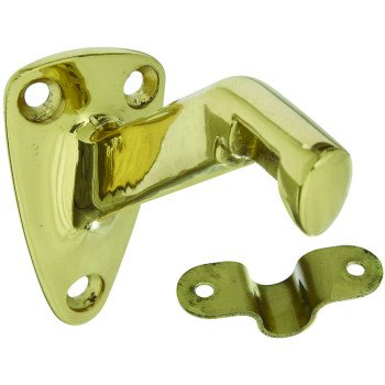 National Hardware N216-168 Handrail Bracket with Strap, 250 lb, Brass, Solid Brass