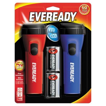 Energizer EVEL152S Flashlight, D Battery, Carbon Zinc Battery, LED Lamp, 9 Lumens, 57 m Beam Distance, 50 hr Run Time