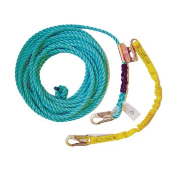 Guardian Fall Protection 01320 Vertical Lifeline Assembly, 130 to 310 lb, 50 ft L Line, Double Locking Snap Harness Hook