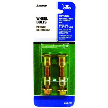 Arnold ASB-225 Wheel Bolt, Universal, Steel, For: Wheels with 1/2 in Dia Bore and Hub Width From 1-1/8 to 2 in Long