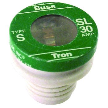 Bussmann BP/SL-30 Plug Fuse, 30 A, 125 V, 10 kA Interrupt, Time Delay Fuse