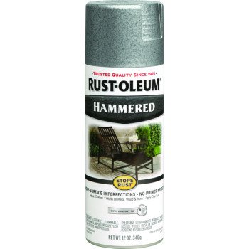 Rust-Oleum 7213830 Rust Preventative Spray Paint, Hammered, Silver, 12 oz, Can