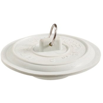 Plumb Pak PP22004 Tub Stopper with Ring, Rubber, White, For: Laundry and Bathtubs with 1-1/2 to 2 in Drain