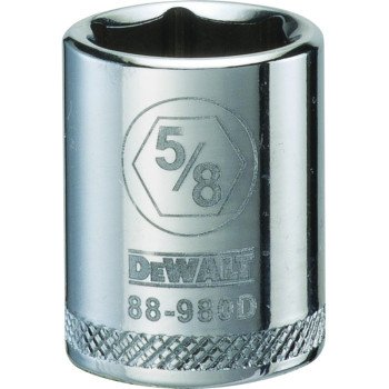 DEWALT DWMT88980OSP Hand Socket, 5/8 in Socket, 3/8 in Drive, 6-Point, Vanadium Steel, Polished Chrome