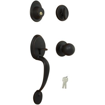 ProSource Handleset, 3 Grade, Keyed Key, Zinc, Aged Bronze, 2-3/8 x 2-3/4 in Backset, KW1 Keyway, Residential