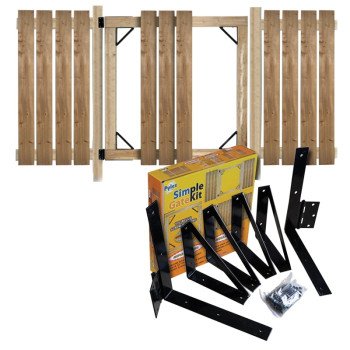 Pylex 11050 Simple Gate Kit, Steel, Black, Powder-Coated, For: 2 x 4 in or 2 x 3 in Structures