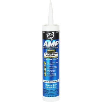 DAP AMP 7079800760 Advanced Sealant Caulk, White, 30 to 60 min Curing, 0 to 140 deg F, 9 oz Cartridge