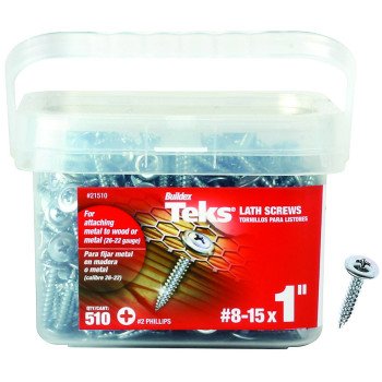 Teks 21510 Lath Screw, #8 Thread, Truss Head, Phillips Drive, Sharp Point, Steel, Zinc