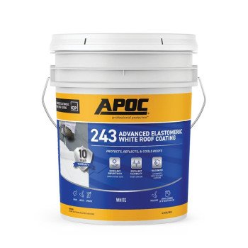 APOC AP-243 Series AP-2435 Advanced Elastomeric Roof Coating, White, 4.75 gal, Pail, Liquid