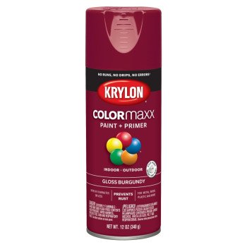 Krylon K05508007 Enamel Spray Paint, Gloss, Burgundy, 12 oz, Can