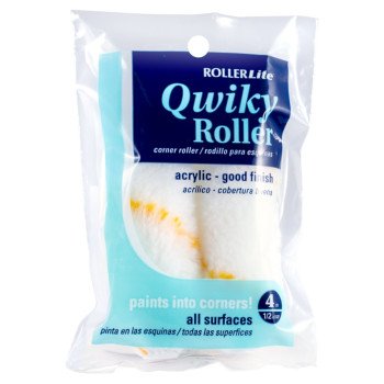 RollerLite Qwiky Roller 4CR050QD Mini Roller Cover Refill, 1/2 in Thick Nap, 4 in L, Acrylic Cover, White