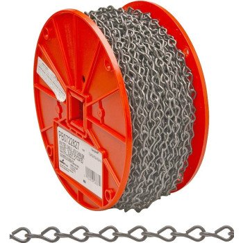 Campbell PB072-2827N Straight Link Coil Chain, #2, 190 ft L, 520 lb Working Load, Carbon Steel, Zinc