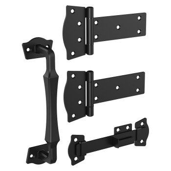 National Hardware N166-031 Rustic Modern Gate Kit, Steel, Black, 4-Piece