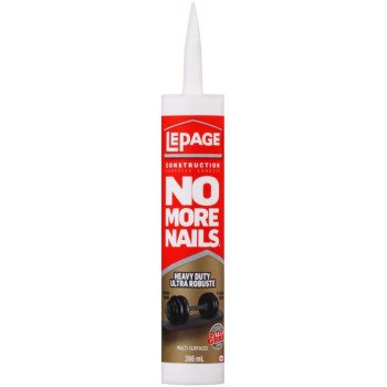 LePage No More Nails 2048231 All Purpose Adhesive, White, 266 mL Cartridge