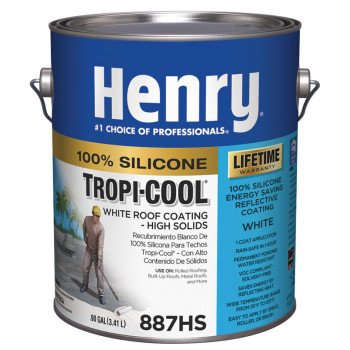 Henry Tropi-Cool Series HE887HS042 Roof Coating, White, 0.9 gal Pail, Liquid