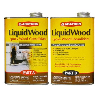 Abatron LW2QKR Wood Filler, Liquid, Faint, Slightly Aromatic Part A, Irritating Ammonia Part B, Clear, 2 qt, Can