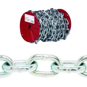 Campbell 072-2327 Proof Coil Chain, 3/8 in, 35 ft L, 30 Grade, Steel, Zinc